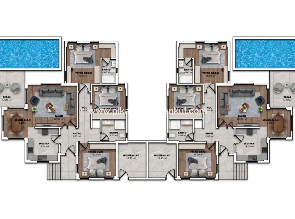 Muğla Ortacada Sarigerme And Center Close To 3 1 Villa For Sale